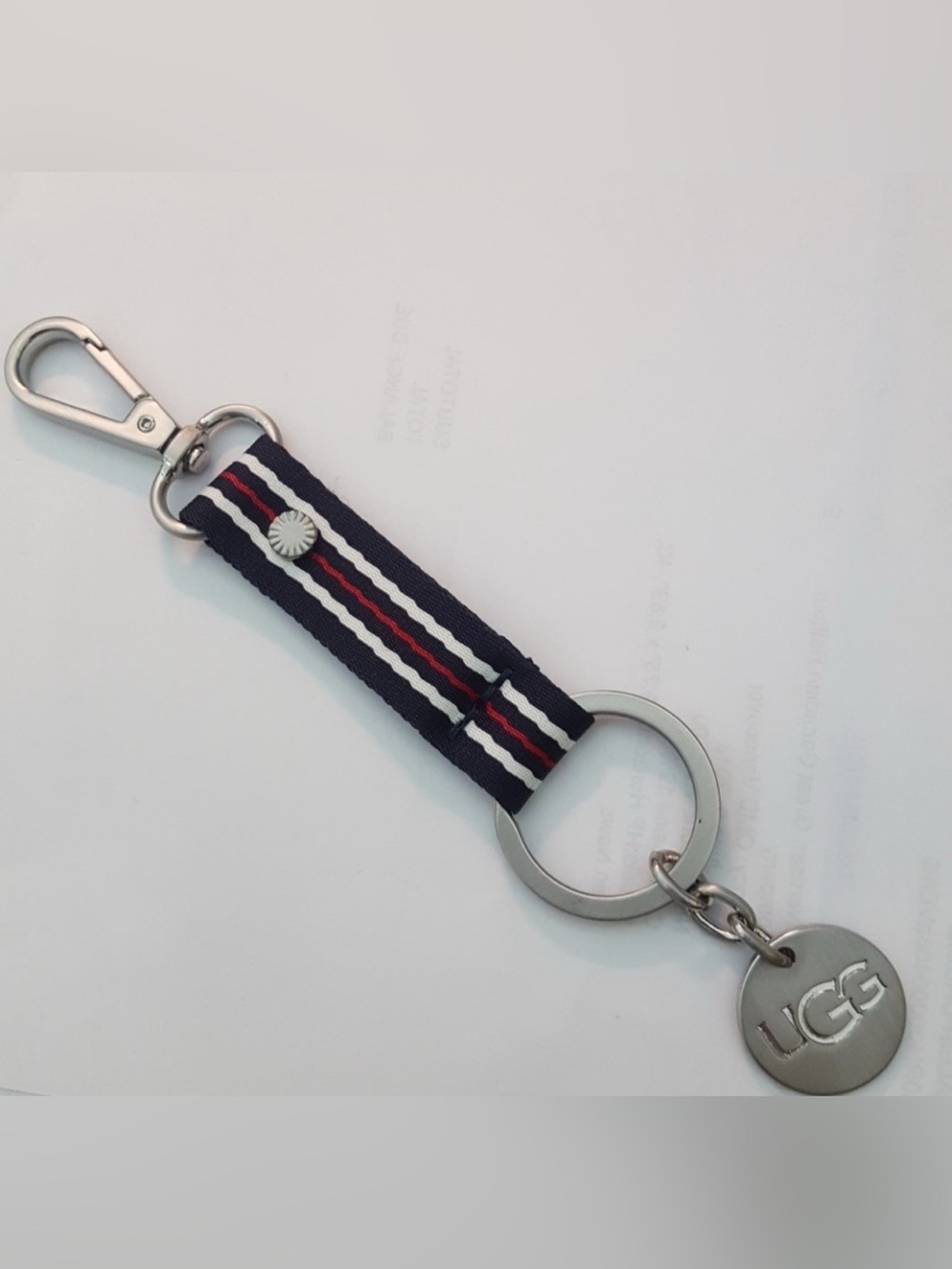 UGG Navy Red White Striped Keyring Strap
